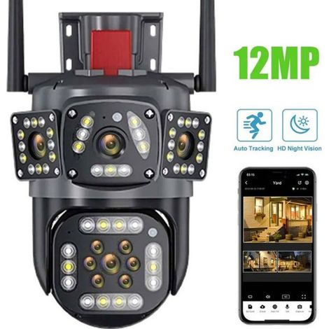 Caméra de surveillance extérieure sans fil - - 6K 12MP - PTZ 355°/90° - Suivi AI - Vision nocturne 50m IP66 (1/5)