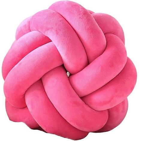 Coussin décoratif rond à nœuds, motif boule, modulable, pour canapé (rose) (1/5)