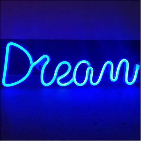Bleu Dream Enseigne Néon,LED Dream Enseignes Lumineuses Lampe à Lettre Veilleuse Néon Alimentée par USB Décoration Lumineuse pour Chambre à Coucher, Maison, Bar, Fête (1/3)