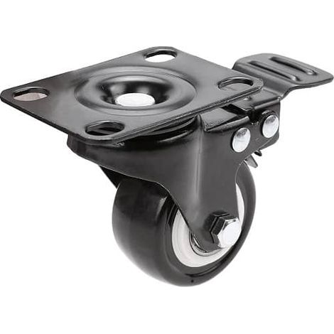 Rueda pivotante industrial de poliuretano con freno 62.5 mm  Negro (1/3)