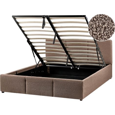Bett mit Stauraum Bouclé BOUSSE 140 x 200 cm Taupe