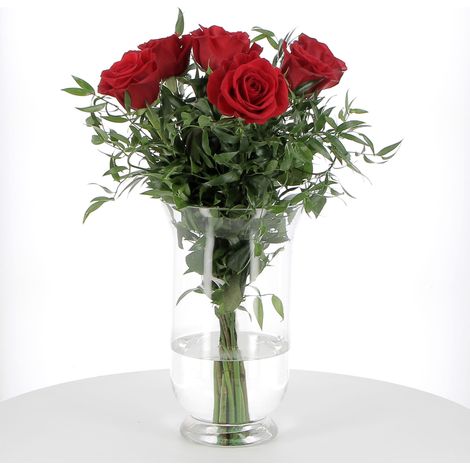 Bouquet di 6 Rose Rosse a Stelo lungo 50 cm