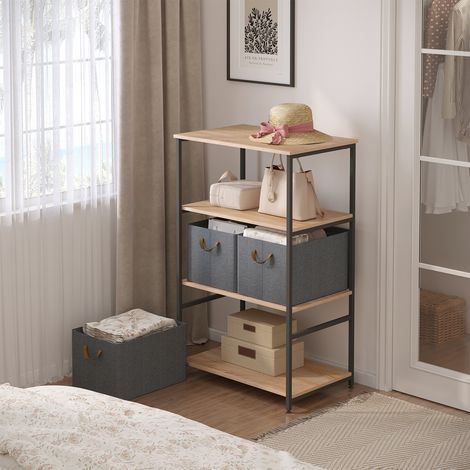 WOLTU Aufbewahrungsboxen 3 Stück, faltbare Aufbewahrungswürfel mit Griffen, Stoffboxen Aufbewahrung, Stapelboxen Organisationsboxen, 47x35x30 cm, Grau