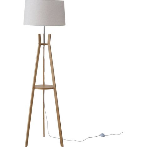 Stehlampe für das Wohnzimmer AVAL, Lampenschirm aus Leinen-Imitat, 153 cm