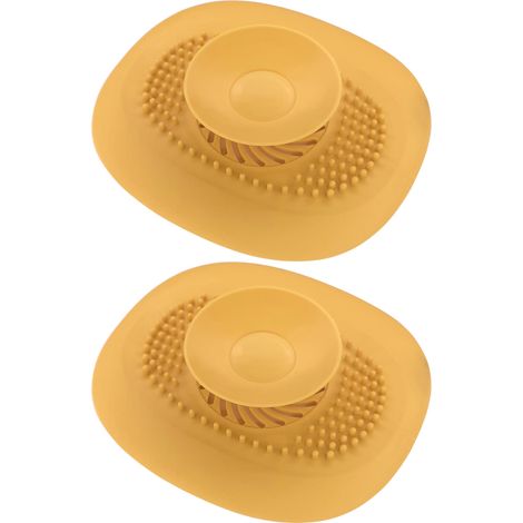 2X Bouchon Baignoire Universel Vidange Silicone Evier Lavabo Cuisine Protection Sol Buanderie Salle Bain Filtre Odeur, Jaune (1/5)
