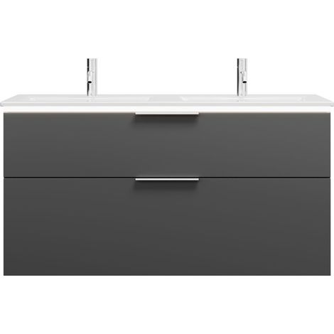 burgbad Eqio Slim lavabo doble con mueble bajo para lavabo con