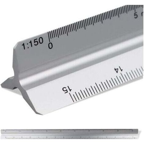 Règle d'architecte triangle à échelle de 30cm, Échelle: 1:20-1:25-1:50-1:75-1:10 Matière: Aluminium, Scalimètre (Thirty) (1/5)