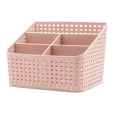 Aufbewahrungskorb, Aufbewahrungsbox aus Kunststoff, Aufbewahrungsbox für Büro, Schlafzimmer, Arbeitsplatte, Küche – Rosa (1/5)