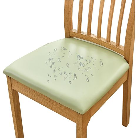 4er-Set wasserdichte Stuhlhussen, abnehmbare Stretch-Sitzbezüge aus PU-Leder für Esszimmer – 4er-Set – Hellgrün (1/5)