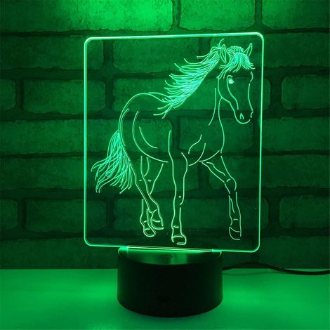 Lampe de table en forme de cheval, 7 couleurs, thème de Noël, design 3D, pour la table de chevet, le bureau, la lecture et les environnements intérieurs.-AquaForge (1/5)