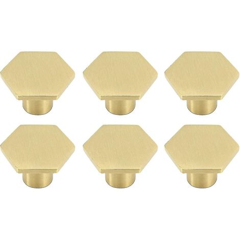 Boutons de meuble hexagonaux en laiton massif - Poignée de porte de placard en cuivre pur (30 mm x 21 mm) (1/5)