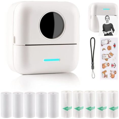 FENOPLASTICAMini Imprimante de Etiquette Mini Imprimante Photo pour Smartphone Autocollant Imprimante Thermique Imprimante Photo pour Journal Voyage Logo Notes Journal Liste Mémo (1/5)