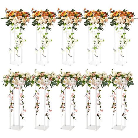 10PCS Support de Fleurs de Mariage 60 cm Porte-fleurs Centre de Table Mariage Stratifié Acrylique Vase Géométrique Présentoir Floral pour Réception d'Événements, Décoration de Fête à la Maison (1/5)