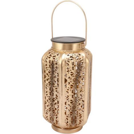 Lampe suspendue LED solaire - Hexagonale - Étanche IP44 - Motif creux - Poignée portable (1/5)