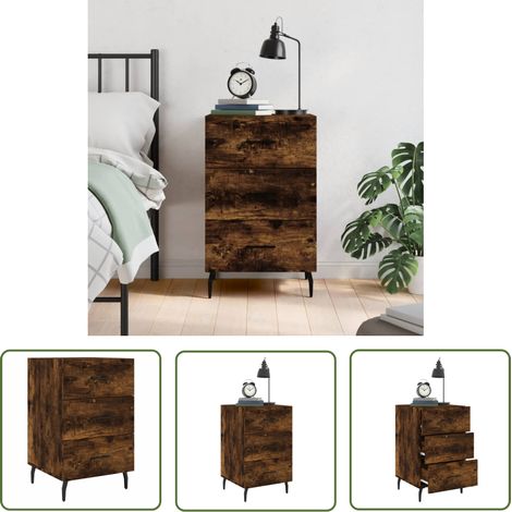 Furniture Limited - Table de chevet chêne fumé 40x40x66 cm bois d (1/5)