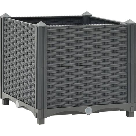Jardinera elevada para plantas y flores jardín 40 x 40 x 38 cm polipropileno gris oscuro 020000928 (1/4)