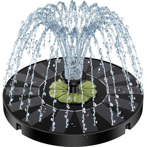 Waterfontein op zonne-energie, fontein op zonne-energie voor vogelbad 2026 upgrade glazen paneel, zonne-aangedreven waterfunctie drijvende zonne-energiefontein met 8 spuitmonden en 4 fixers voor tuin