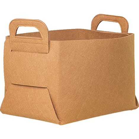Panier de rangement en feutre épais pliable avec poignées, marron, 18x13x3cm, idéal pour la maison (1/5)