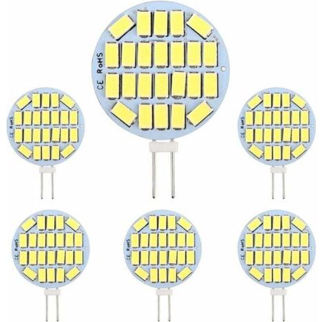 BUNTHAUS G4 LED 3W, AC12-24V, 300lm Kaltweiß 6000K, 24x5730 SMD, entspricht einer 30W Halogenlampe, nicht dimmbar, G4 runde LED-Lampe für Schrankbeleuchtung, Einbauleuchten, 6er-Pack