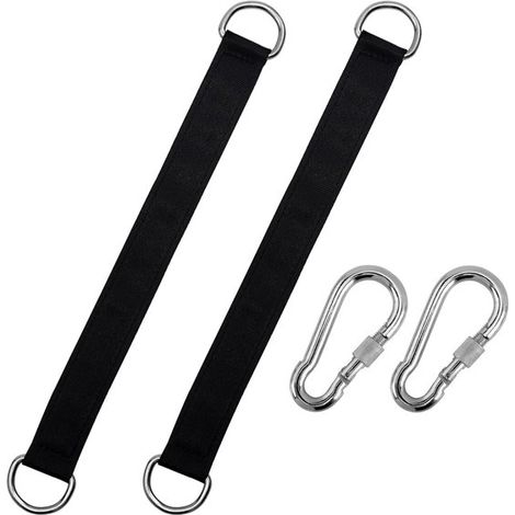 Correa de suspensión, Juego de 2, Kit de montaje para hamaca, Hasta 700 kg, Para hamaca, silla colgante/columpio, Kit de suspensión, 50 cm, Negro (1/5)
