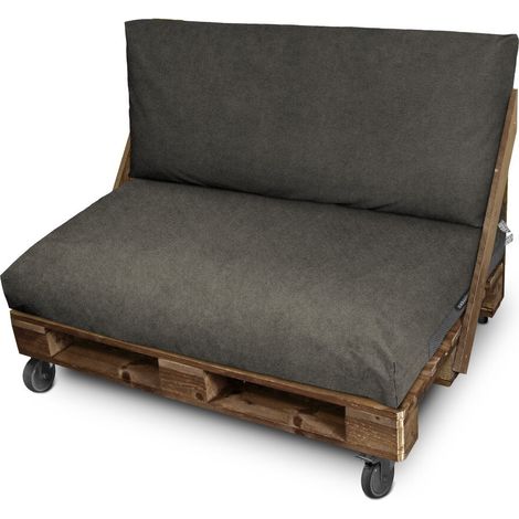 Cojín para palets Polipiel Exterior Patagonia Gris Set: Asiento 120x80x20 + Respaldo 120x45x25 Patagonia Gris (1/5)