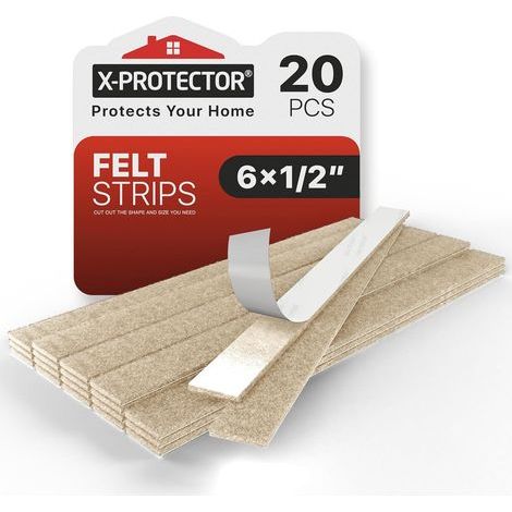 20 - Patin Feutre - Patin Meuble - Auto-Adhésif Découpable Protection Sols Bois Stratifié Pour Chaises Canapés Beige 15,2x1,27cm (1/5)