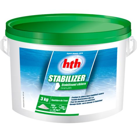 HTH – Granulés anti-calcaire pour piscine extérieure – Dissolution lente sans résidus – Protège le chlore contre les UV – 219314 (1/6)