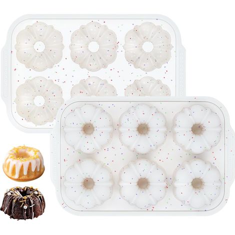 Moule À Gâteau Mini En Forme De Tube - Silicone Antiadhésif 6 Cavités - Cadre Renforcé En Métal - Pour Chocoflan Donuts Brownies Gelées - 2 Pièces (1/4)