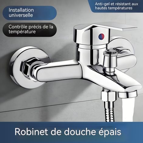 Mitigeur trois voies pour chauffe eau et baignoire, robinet mélangeur eau chaude et froide pour salle de bain, double sortie pour douche et bain (1/3)