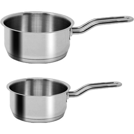 Pentolino induzione un manico con triplo fondo in acciaio inox set da 2 bollitore acqua uova te' tisane casseruole pentole 12 e 14 cm (1/4)