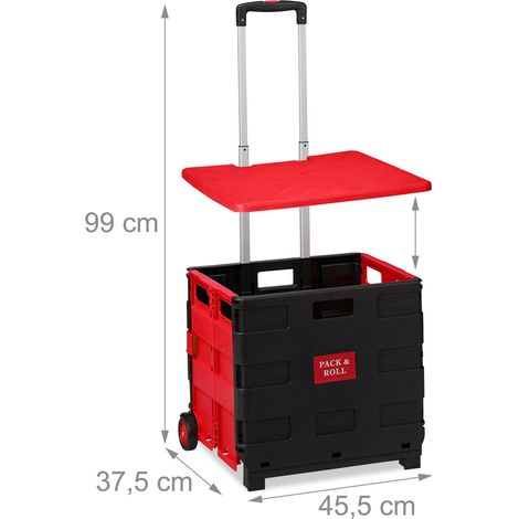 Carro de la compra plegable para compras almacenamiento 99 x 45,5 x 37,5 cm de plástico negro 130014485 (1/4)