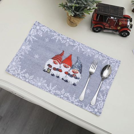 Placemat - Assiette Bol Fourchette Décoration Table Repas Noël - Lin - Multicolore - Lot de 1 (1/5)