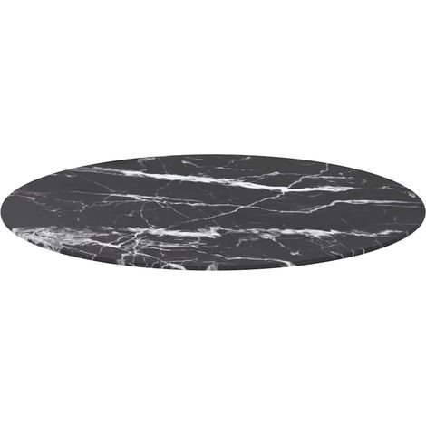 Maison Exclusive - Tischplatte Schwarz Ø80x1 cm Hartglas in Marmo (1/4)