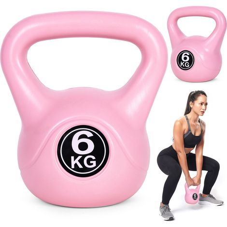 Kettlebell 6 kg for exercise, dumbbell, weight ball, fitness load, pink, ModernHome (1/5)