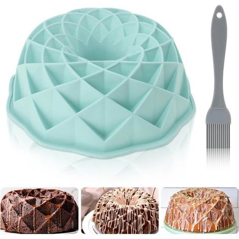 Silikon-Kuchenform, Charlotte-Form mit Pinsel, wiederverwendbare geriffelte Form, Gebäckform, geeignet für Käsekuchen (1/4)