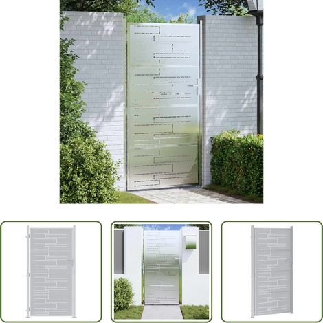vidaXL Schloss - Gartentor mit Schloss Silber 85 x 174 cm Edelstahl (1/5)