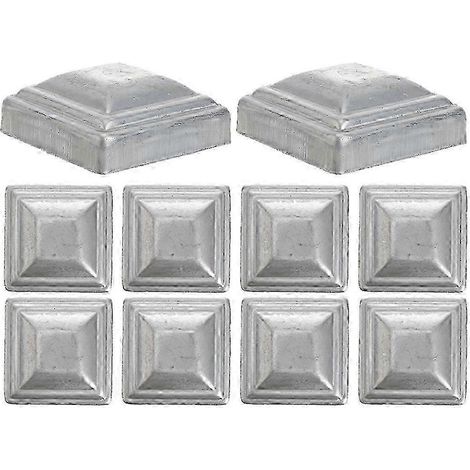 Lot de 10 capuchons de protection carrés pour poteaux de clôture en acier, destinés aux barrières de jardin et portails extérieurs. (1/3)