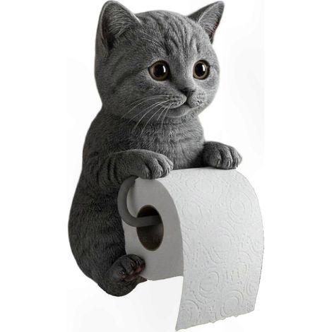 Adorable porte-essuie-tout mural en forme de chat 3D, idéal pour la cuisine ou la salle de bain. Parfait pour les amoureux des chats. (1/2)