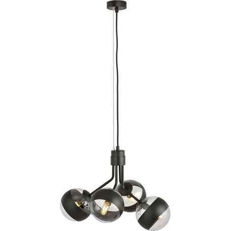 Lampadario Contemporaneo Themis Acciaio Nero 4 Luci E14 (1/5)