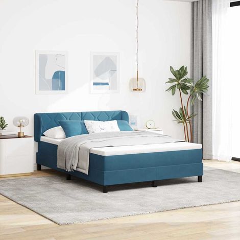 Cama tipo Box Spring Azul oscuro 140 x 200 cm Terciopelo (1/5)