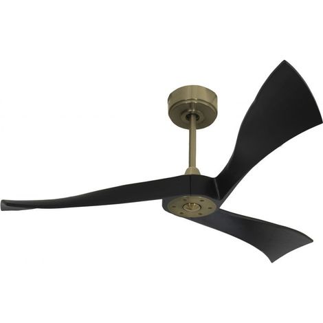 Twist , Ventilateur déstratificateur d'air, pales bois laquées noires 132 Cm, moteur laiton sans lumière