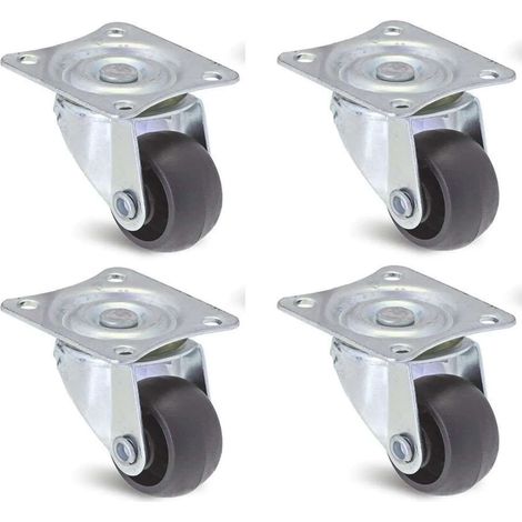 Cyclingcolors – Lot de 4 roulettes pivotantes 25mm – Capacité 10kg par roulette – Base métal universelle – Pour meubles, chariots et rangements