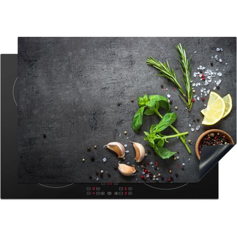 PROTECTOR DE PLACAS DE INDUCCIÓN Lima - Hierbas - Especias - Verde - Gris - Hormigón Cocina 76x51.5 cm (1/5)