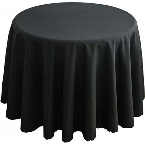Nappe en polyester, linge de table, table basse, table de cuisine, nappe ronde, style simple, noir, diamètre 260 cm (1/5)
