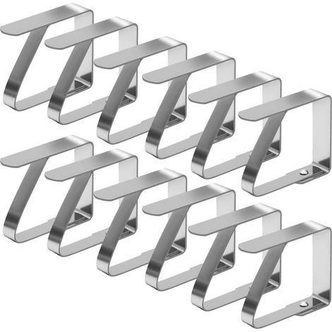 Packung mit 12 großen Tischdeckenklammern (5 x 4 cm), Tischdeckenhalter aus Edelstahl, Tischdeckenklammern für den Innen- und Außenbereich (1/5)