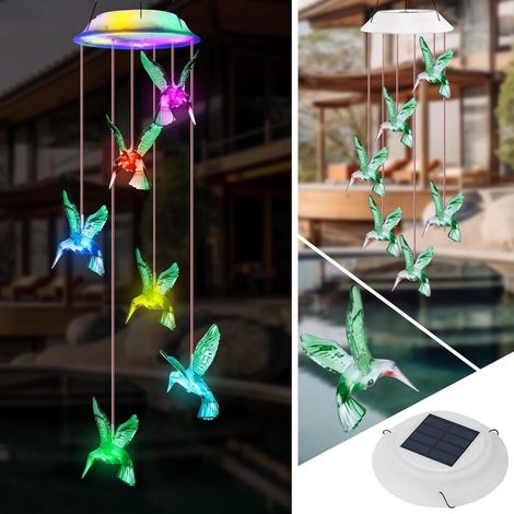 Solaire Carillon a Vent Exterieur, Étanche Colibris Solaire Carillon Éolien, Portable Lampe Solaires pour Fête Patio Porch Yard Jardin Décoration Cadeau Maman (1/5)