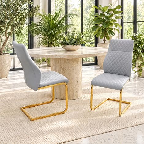 Set de mesa y sillas de comedor redonda 60 cm, 2 plazas, MDF y metal HAVRYA (1/5)