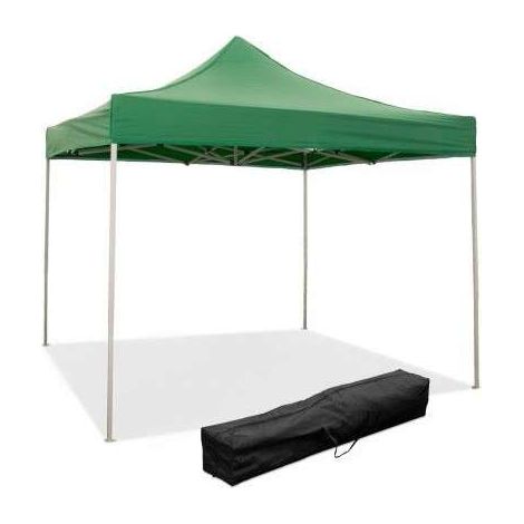 Gazebo Richiudibile Pieghevole 3 X 3 Verde Ricoperto in Pvc Impermeabile