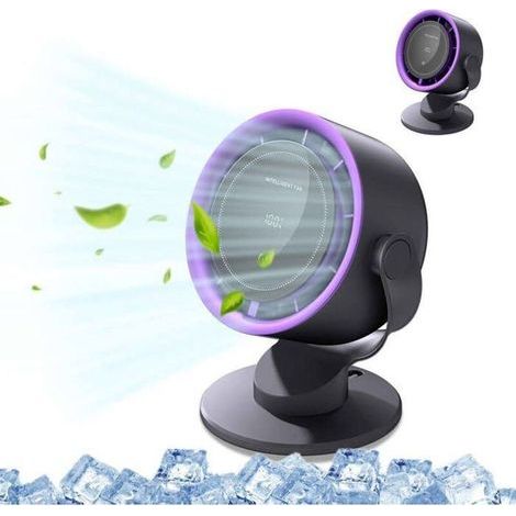 Mini Ventilateur Bureau Portable Turbo Réglable en Vitesse Batterie Rechargeable Affichage LED pour Maison Bureau Table Noir (1/4)