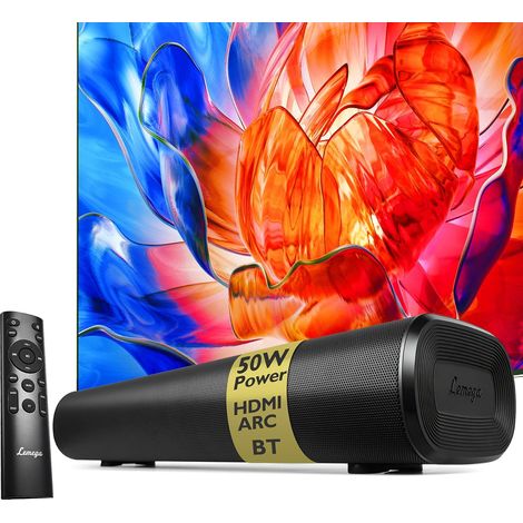 Barre de Son pour TV avec HDMI Arc, Haut-Parleur Puissant 50W RMS, Diffusion Bluetooth Depuis Smartphone/Tablette/Ordinateur, Optique, AUX, USB (1/5)